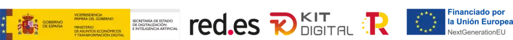 Logotipos del Gobierno de España, el Plan de Recuperación, Transformación y Resiliencia, Red.es, Kit Digital y la Unión Europea